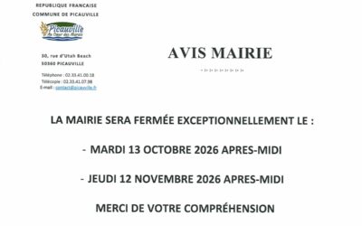 FERMETURE EXCEPTIONNELLE DE LA MAIRIE